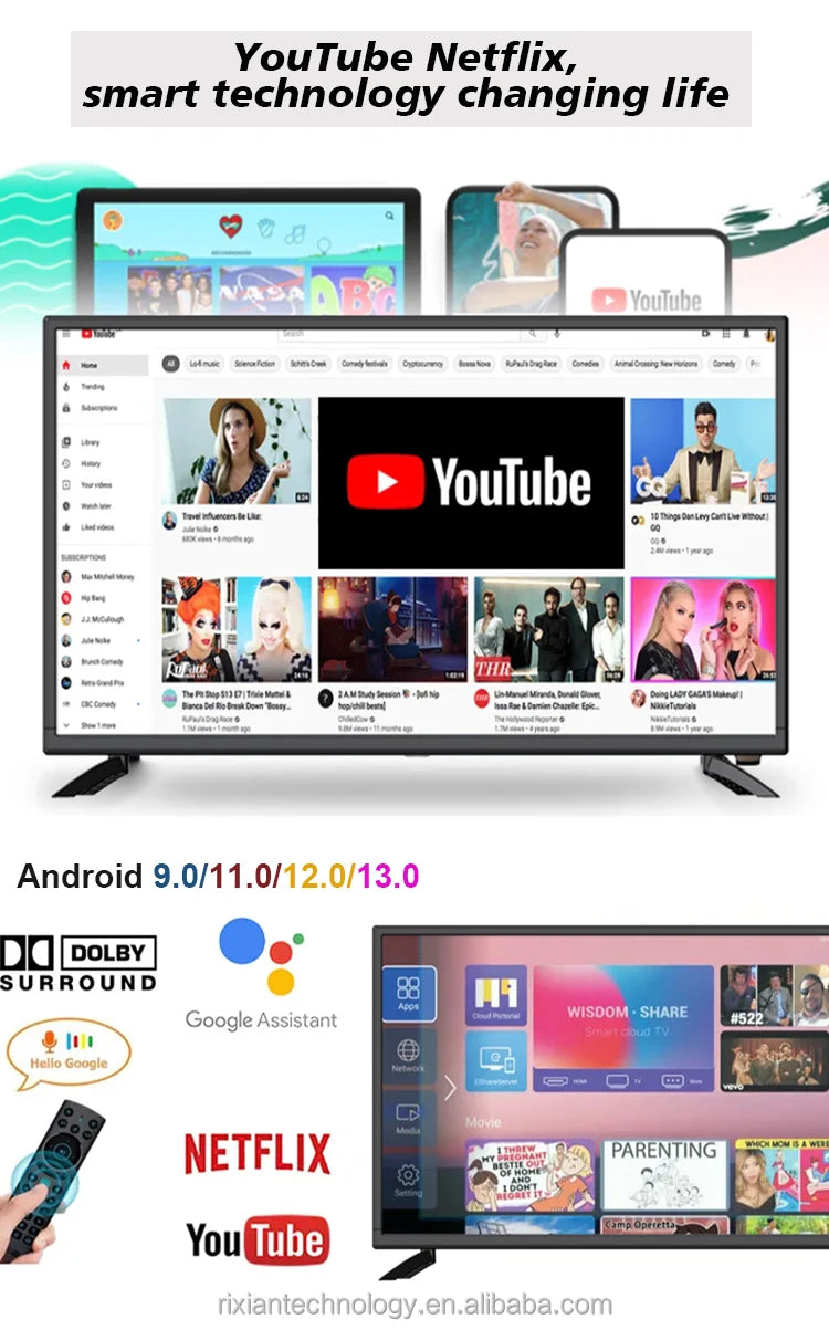 19 22 24 28 32 inch intelligent WIFI Smart Android LCD LED TV Factory Cheap Flat Screen tv