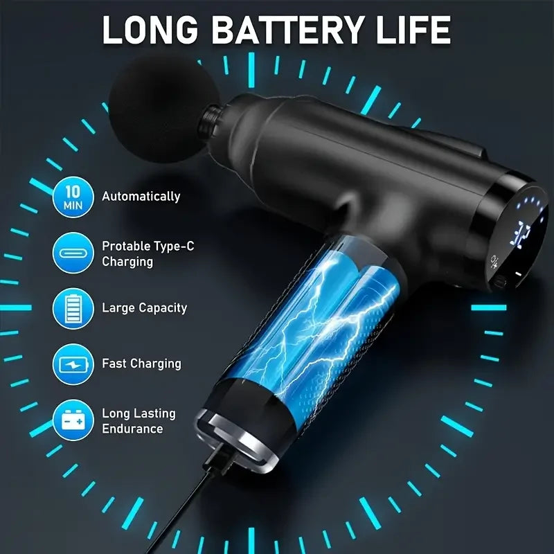 Portable Fascia Gun Vibration Massage Gun with 4 Massage Heads For Body Neck Back Deep Muscle Relaxation Sports Fitness Slimming