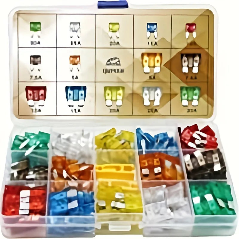 "Universal Fit" 140-Piece Automotive Fuse Kit With Clip - Assorted Sizes 2A To 40A, Aluminum Alloy, For Cars & Trucks