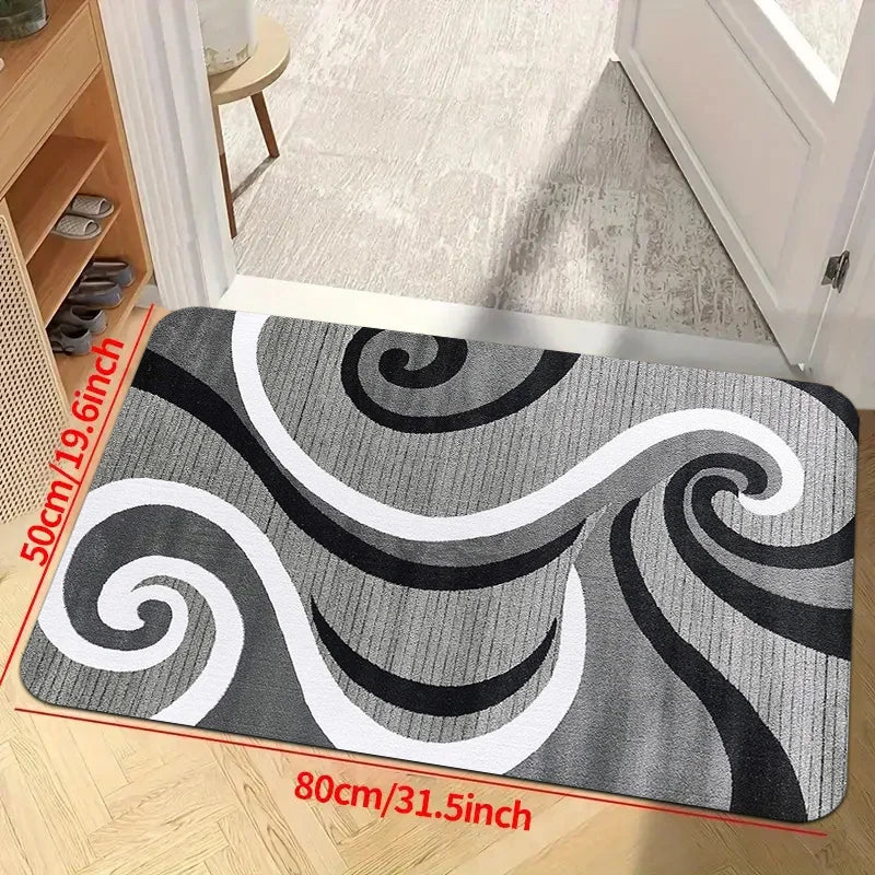 "Modern Line Print Area Mat - Non-Slip Short Pile Rug for Living Room/Bedroom/Office, Washable Soft Floor Mat Indoor Use