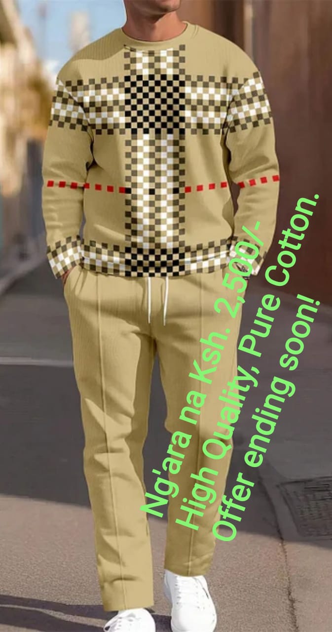 Men's Casual Fashion Round Neck Set Top + Pants Two-Piece Suit