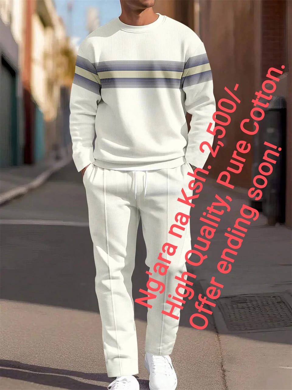 Men's Casual Fashion Round Neck Set Top + Pants Two-Piece Suit