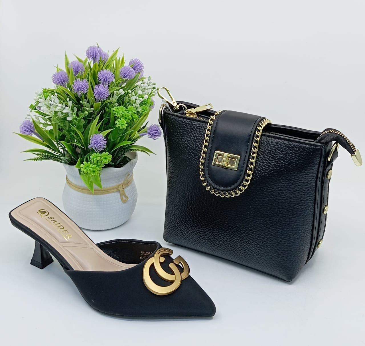 Complete your look with this elegant handbag & matching heels set – perfect for any occasion! 💃