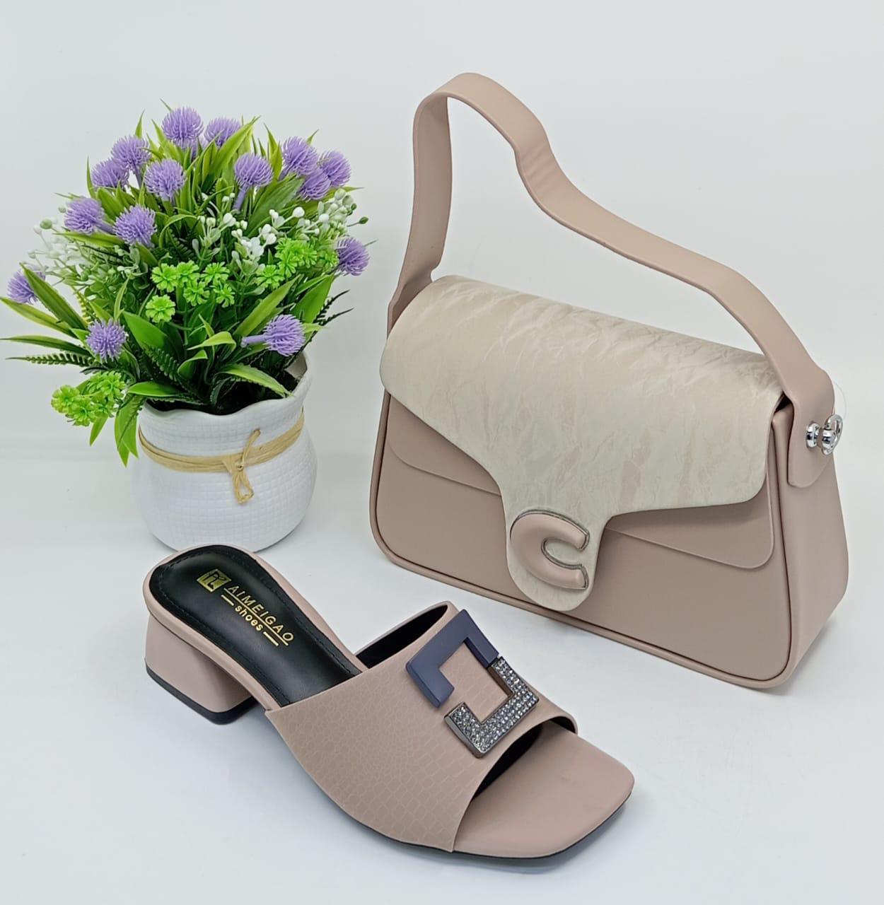 The handbag and sandals together create a coordinated, elegant look—ideal for parties, casual outings, or gift sets.