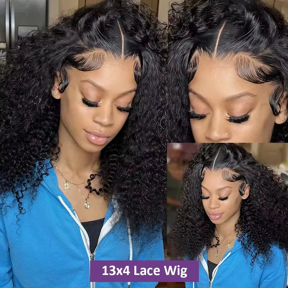 13x4 Lace Front Human Hair Wigs 100% Human Hair Pre Plucked Deep Wave Curly Short Bob Wigs For Women 4x4 Lace Closure Wig 220%