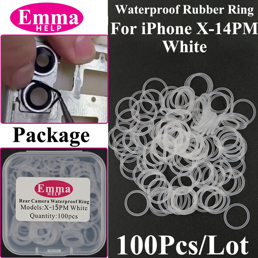 100pcs Back Camera Lens WaterProof Seal Ring for iPhone 11 12 13 mini X XR XS 14 15 Pro Max Waterproof Rubber Circle Big Hold