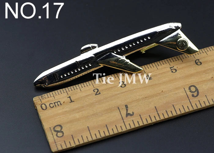 1 Piece Chrome Stainless Glasses Car Airplane Fork Spoon Shape Metal Tie Clip for Men Necktie Clips Pin For Mens Gift