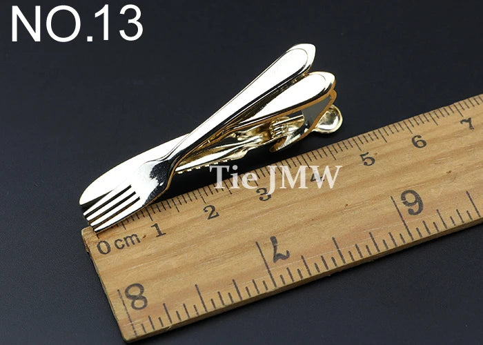 1 Piece Chrome Stainless Glasses Car Airplane Fork Spoon Shape Metal Tie Clip for Men Necktie Clips Pin For Mens Gift