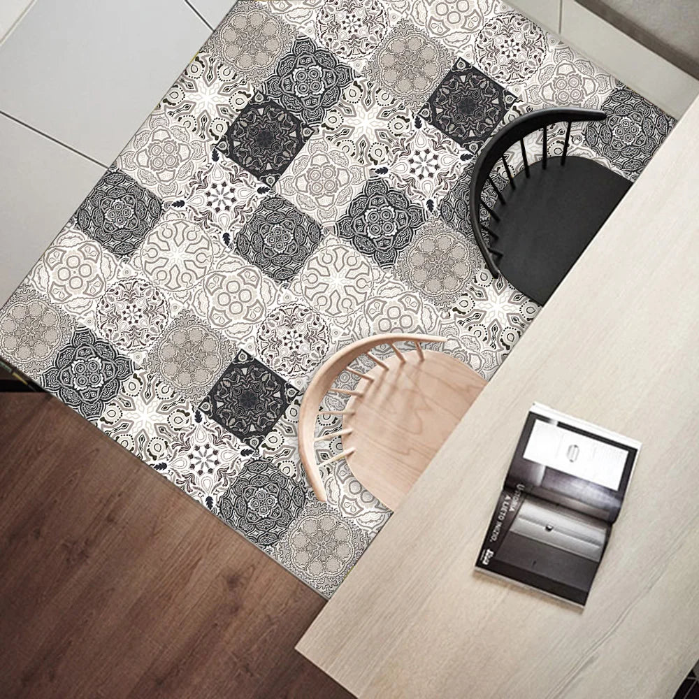 10pcs Retro Pattern Matte Surface Tiles Sticker Transfers Covers for Kitchen Bathroom Tables Floor Hard-wearing Art Wall Decals