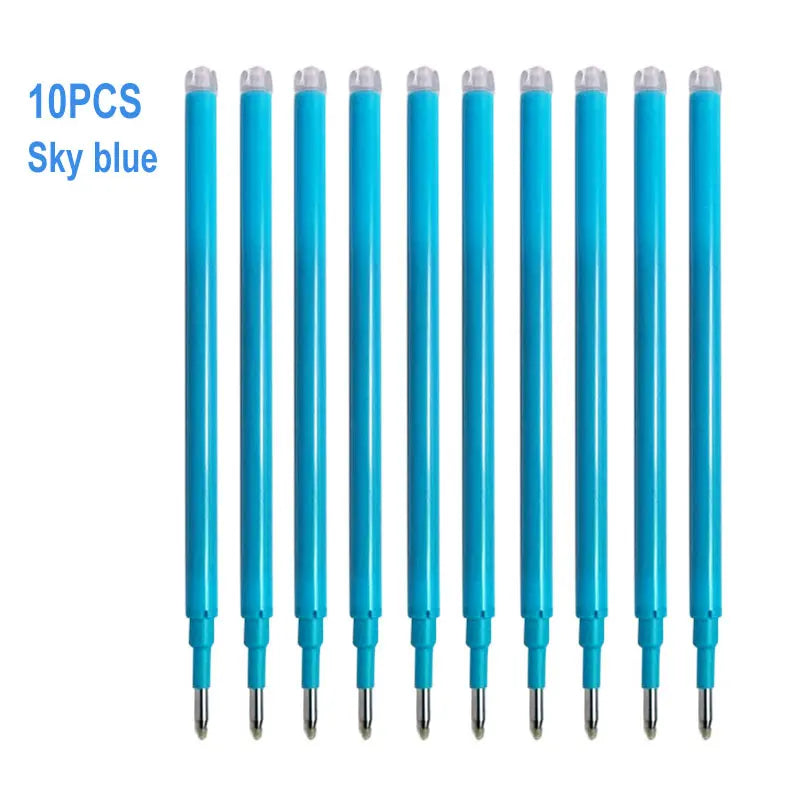 0.7mm 0.5mm Tip Retractable Erasable Gel Pen Refill Large Capacity 8 Color Ink Cartridge Rods Washable Handle Writing Stationery