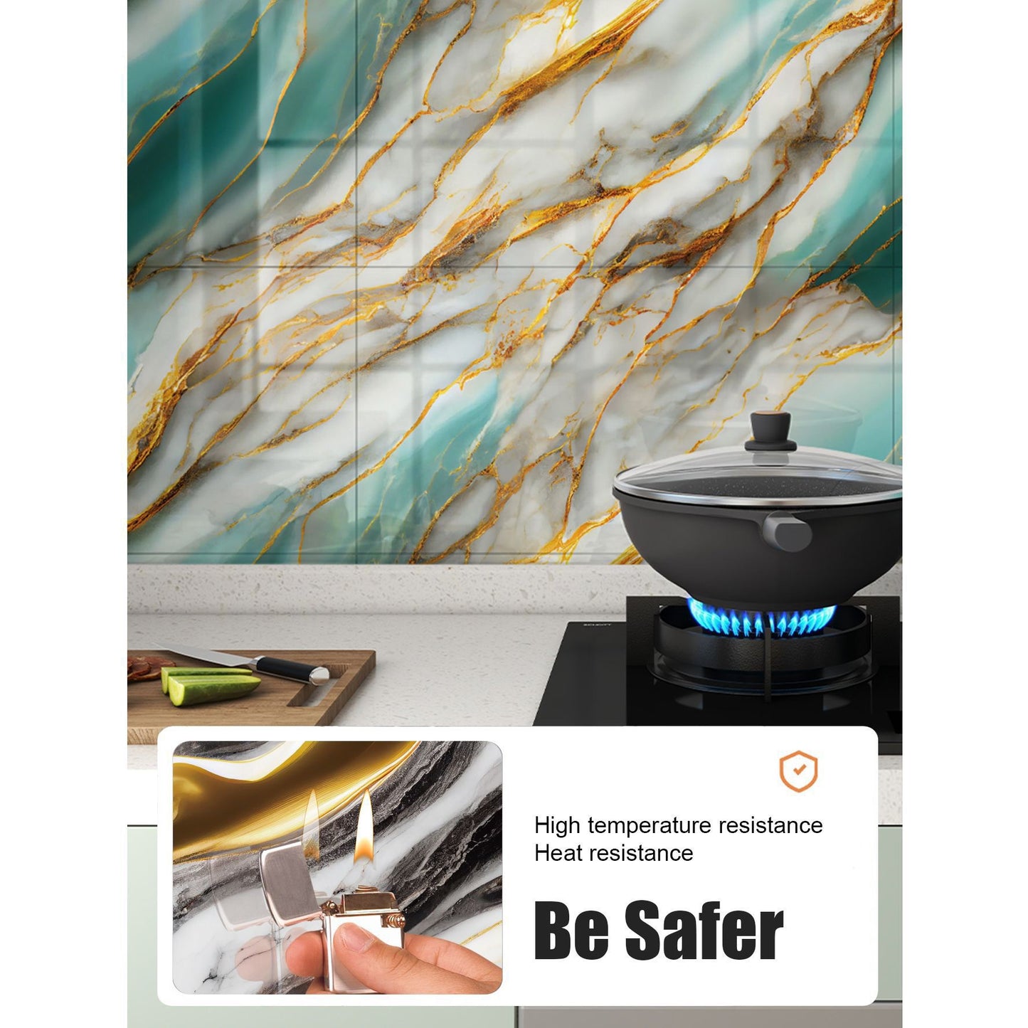 10-40PCS Imitation Marble 3D Ceramic Tile Wall Renovation Decoration Sticker Waterproof Self-adhesive Home Floor Sticker