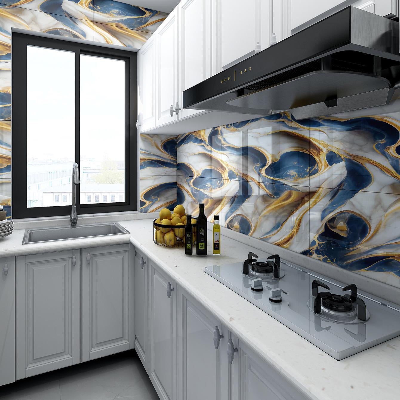 10-40PCS Imitation Marble 3D Ceramic Tile Wall Renovation Decoration Sticker Waterproof Self-adhesive Home Floor Sticker