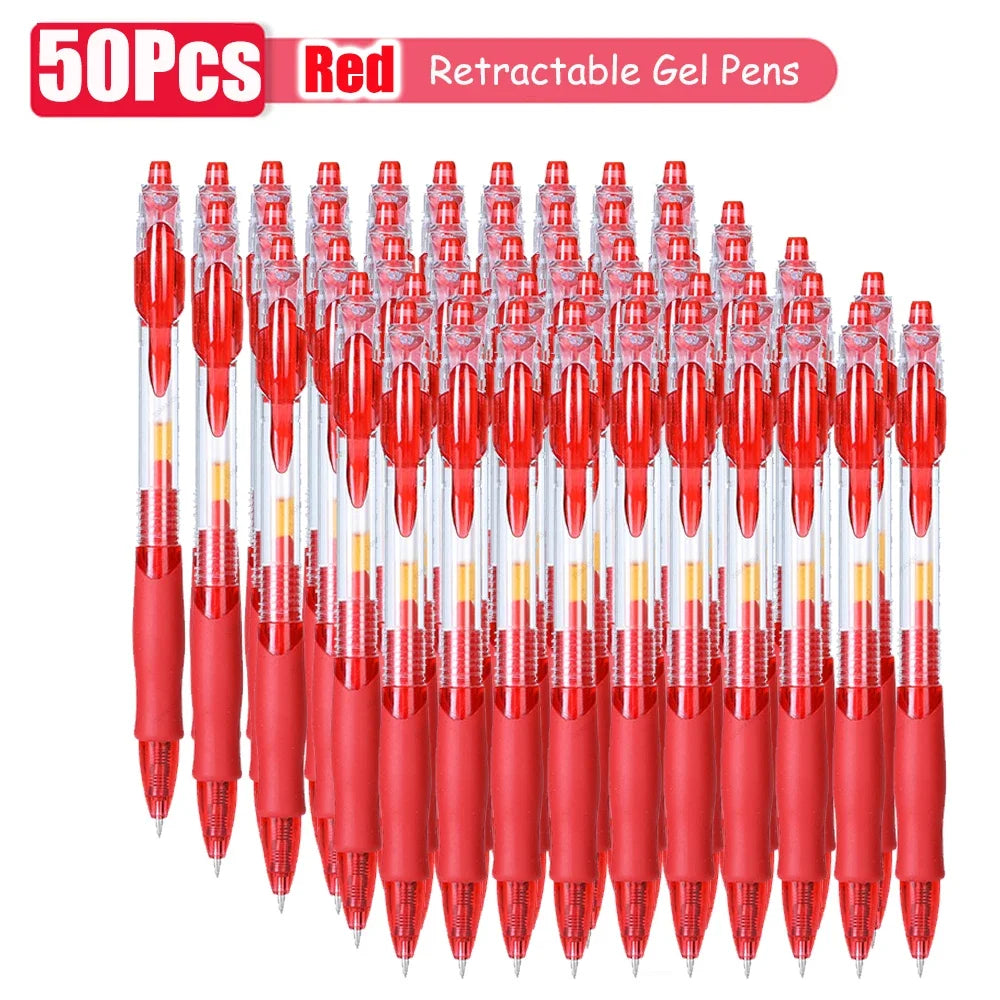 1-63Pc Retractable Gel Pens Set Black/red/blue Ink Ballpoint for Writing 0.5mm Refills Office Accessory School Supply Stationery
