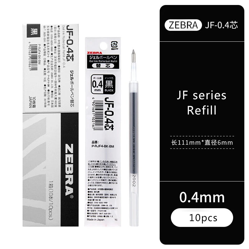 10pcs Japan ZEBRA Zebra Pen Refill JF-0.3/0.38/0.4/0.5/0.7mm JJ15 Press Neutral Pen Refill Black Blue Red School Stationery