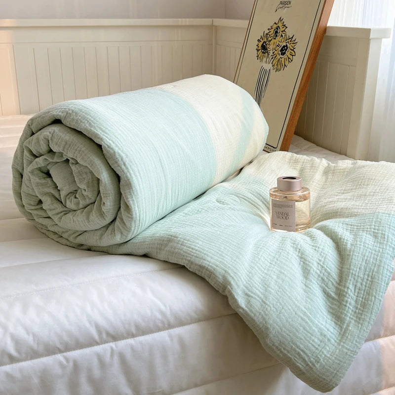 1pc Washed Cotton Duvet Queen/King  Air Condition Quilt for Summer Cooling Skin-Friendly Plain Summer Blanket Comfortable 이불 사계절