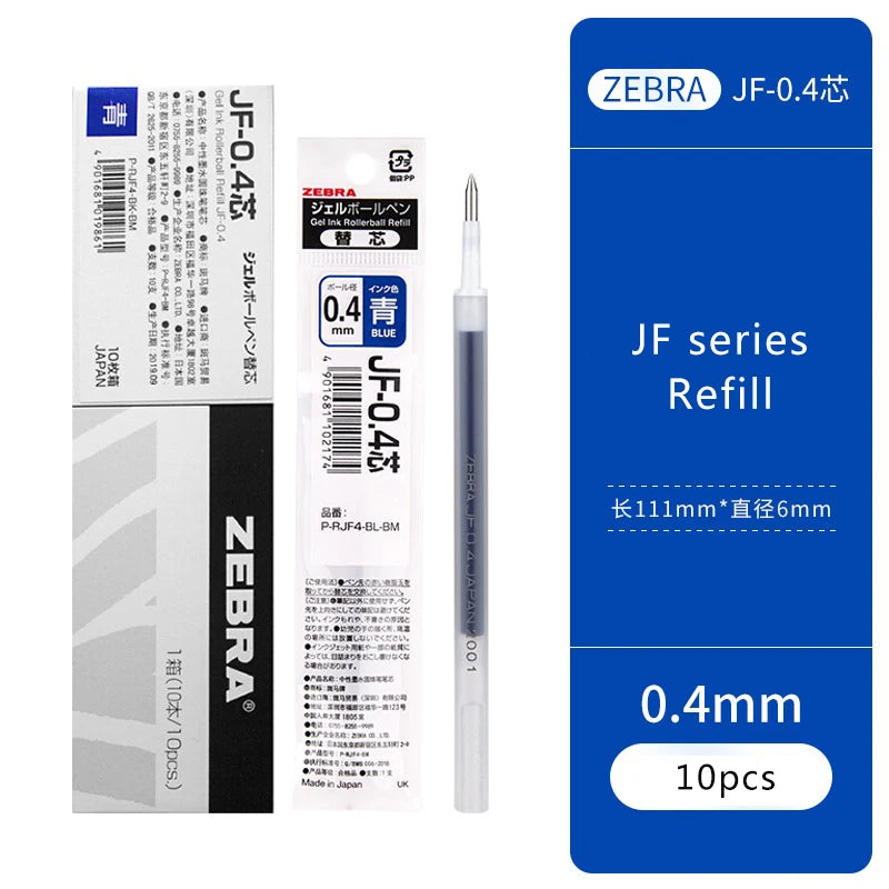 10pcs Japan ZEBRA Zebra Pen Refill JF-0.3/0.38/0.4/0.5/0.7mm JJ15 Press Neutral Pen Refill Black Blue Red School Stationery