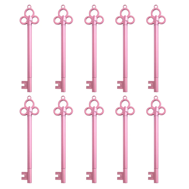 10pcs Customized LOGO Signature Pen Creative Retro Key Styling Gel Pen School Supplies Stationery Cute Gift Pen Laser Lettering