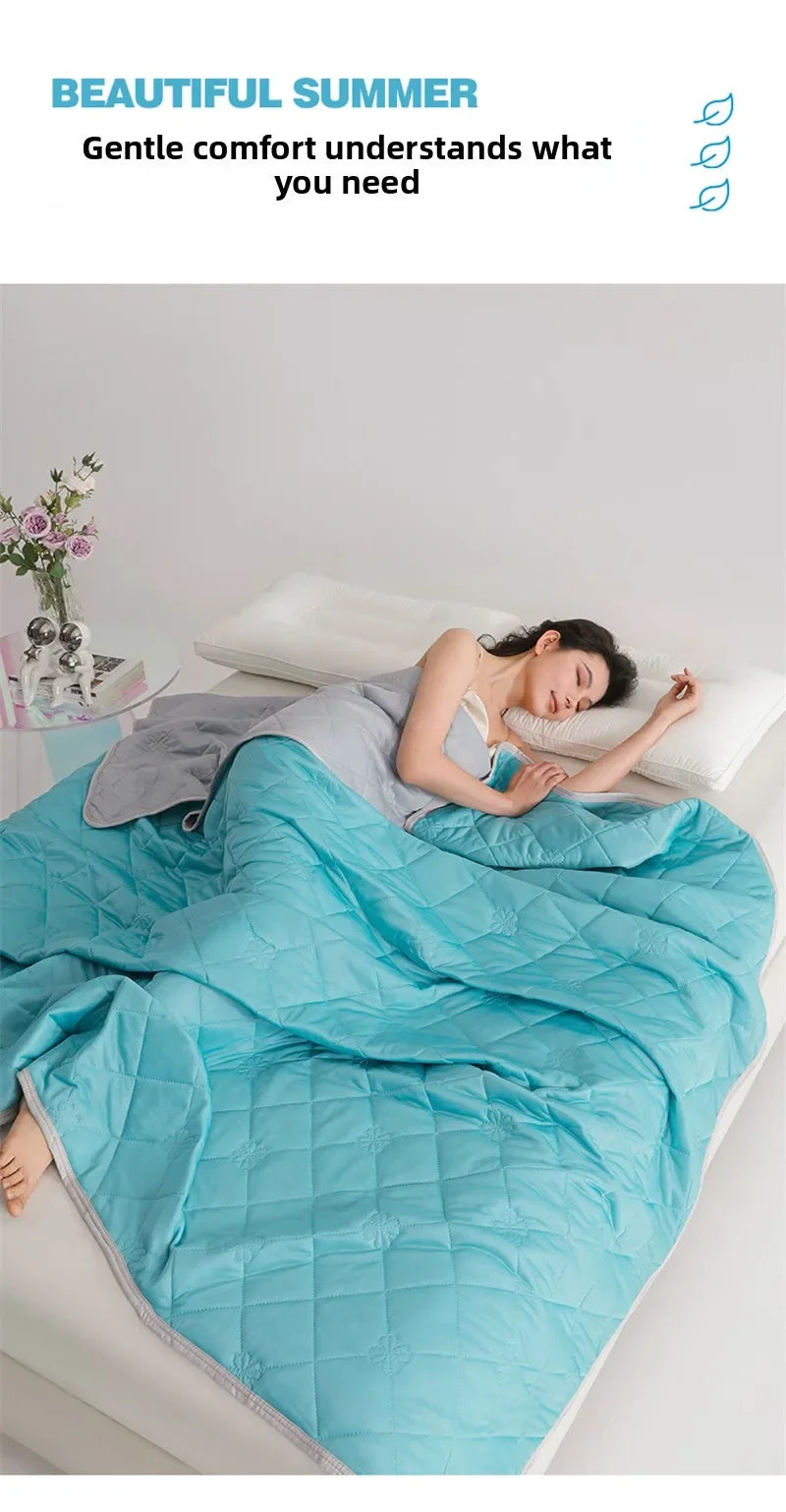 1pc Solid Color High-Quality  Summer Cooling Blanket, Lightweight, Breathable & Skin-Friendly for Hot Sleepers,Bedding 냉감이불/여름이불