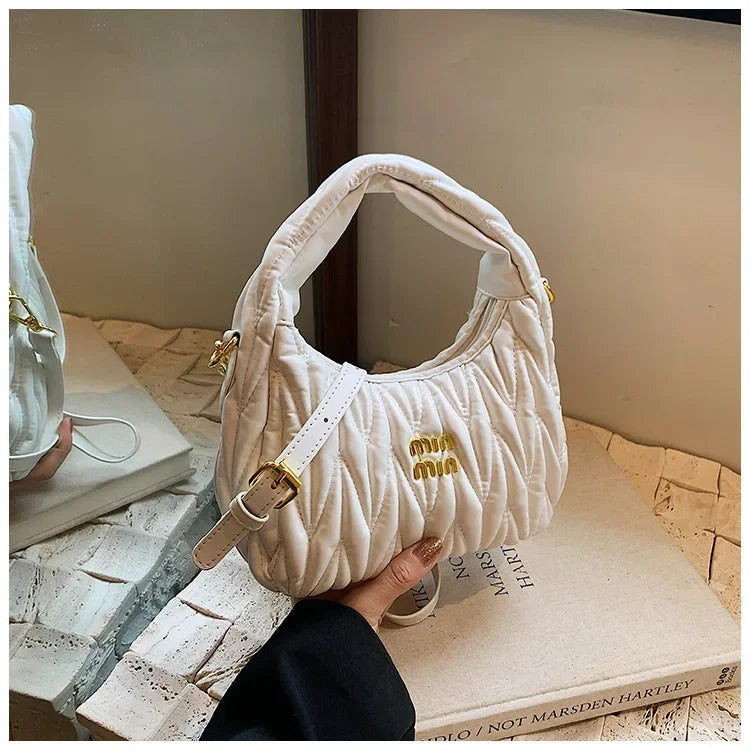 Women's Crossbody Cloud Design Versatile Handbag Soft PU Leather Square Shape Shoulder Bag with Zipper Polyester Lining