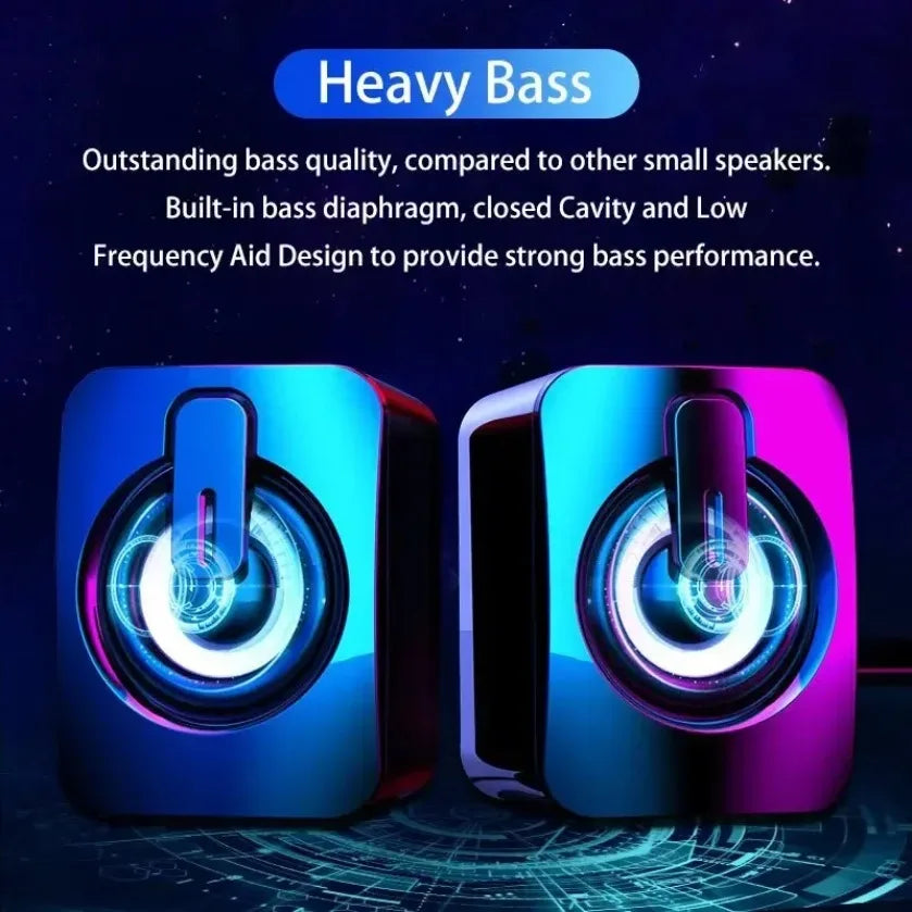 XIKCU Home Camping Computer Speakers PC Sound Box HIFI Stereo Microphone Wired Caixa De Som with LED Light For Desktop Computer