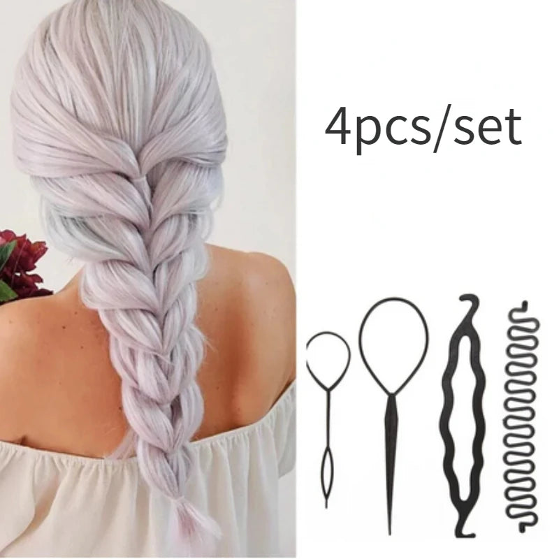 1/2/3/4pcs/set Ponytail Hair Styling Tools Ponytail Holder Topsy Loops Hair Bun Maker Braids Beauty Makeup Hairdressing Braiders