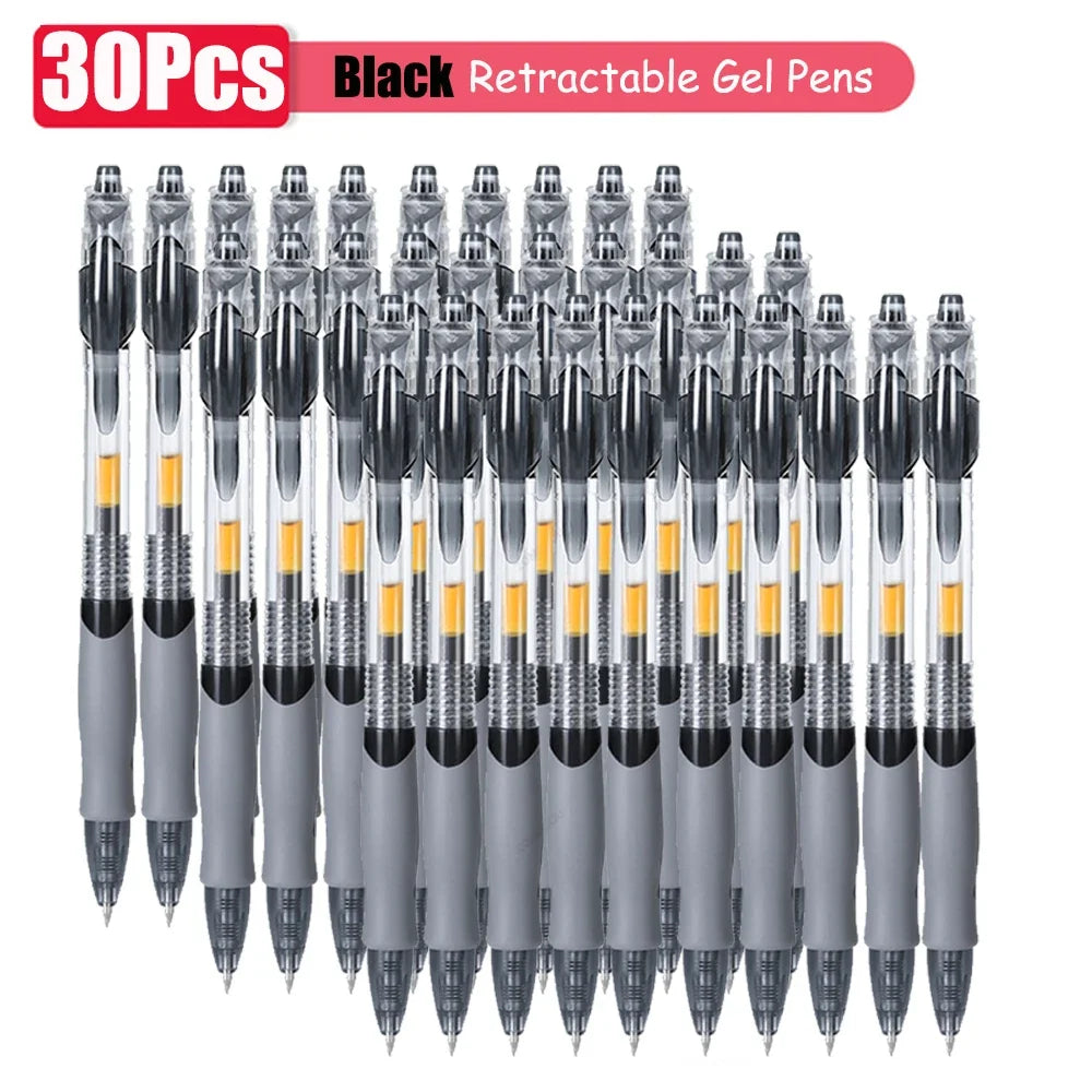 1-63Pc Retractable Gel Pens Set Black/red/blue Ink Ballpoint for Writing 0.5mm Refills Office Accessory School Supply Stationery