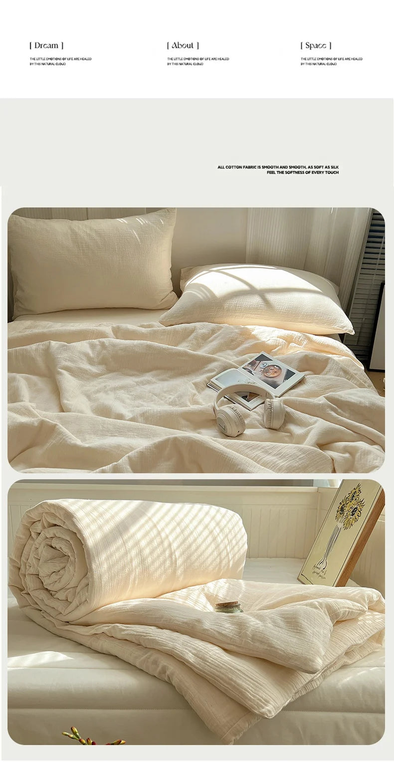 1pc Washed Cotton Duvet Queen/King  Air Condition Quilt for Summer Cooling Skin-Friendly Plain Summer Blanket Comfortable 이불 사계절
