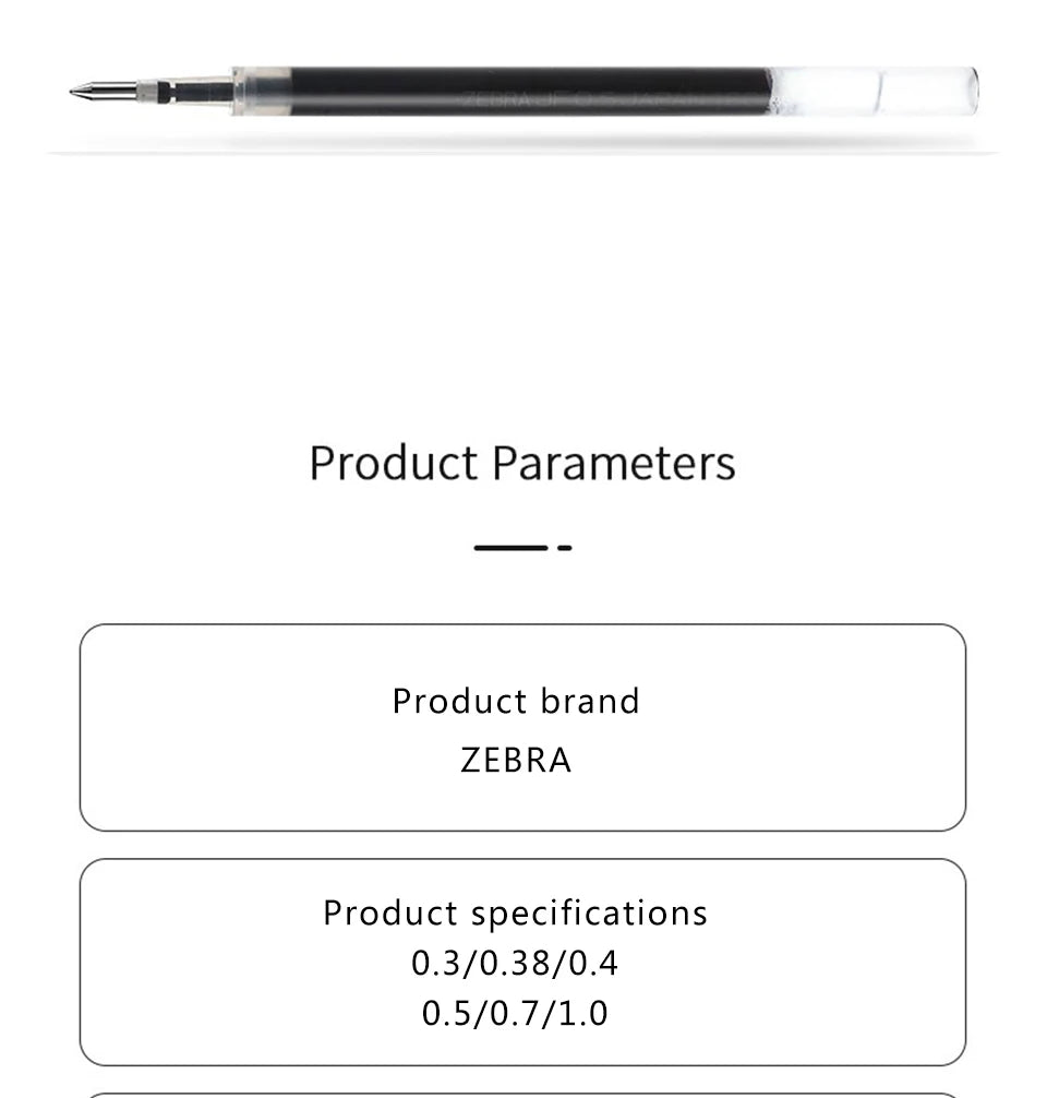 10pcs Japan ZEBRA Zebra Pen Refill JF-0.3/0.38/0.4/0.5/0.7mm JJ15 Press Neutral Pen Refill Black Blue Red School Stationery