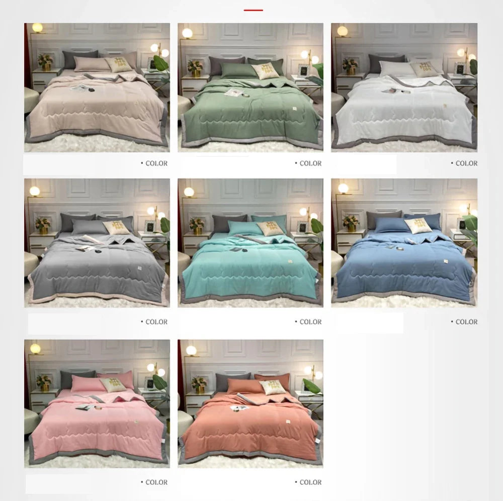 Zomer Airconditioning Quilt Gewassen Katoen Gooi Deken Quilten Dunne Dekbed Cooling Dekbed Gewatteerde Quilt Effen Kleur