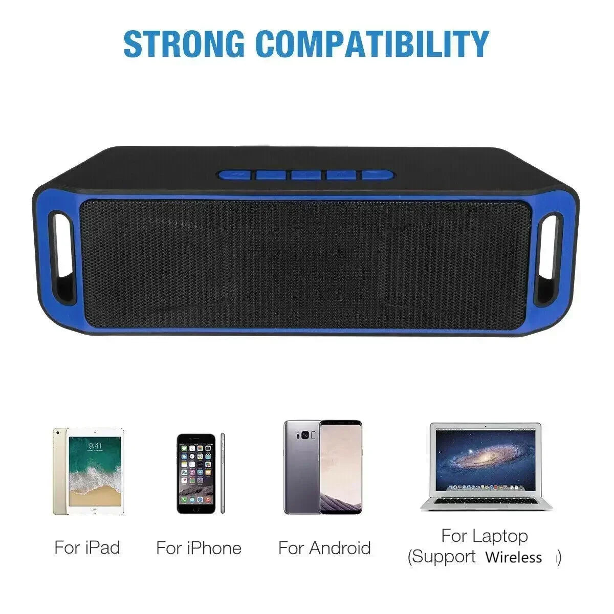 XIKCU Portable Bluetooth Speaker Wireless Mini Speaker Amplifier Stereo Subwoofer Speaker TF/FM Radio USB Built-in Mic Dual Bass