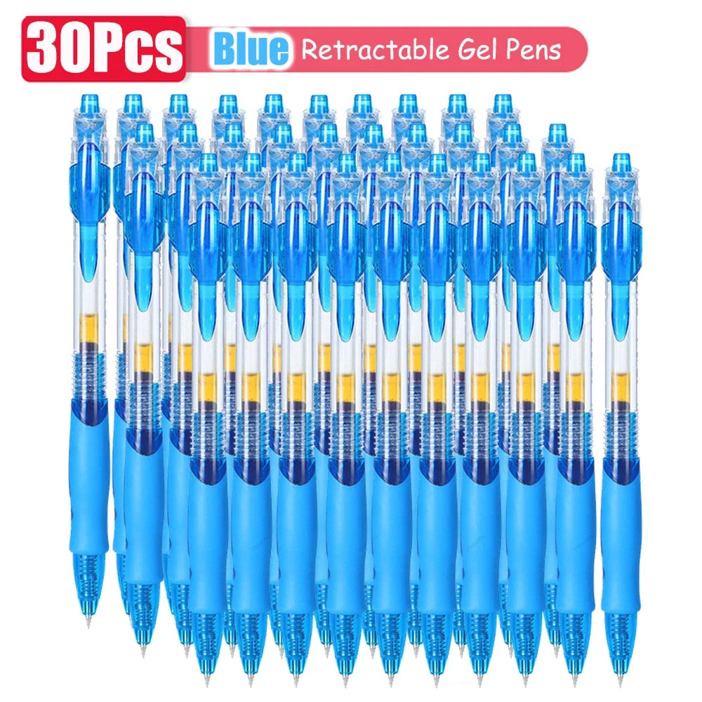 1-63Pc Retractable Gel Pens Set Black/red/blue Ink Ballpoint for Writing 0.5mm Refills Office Accessory School Supply Stationery