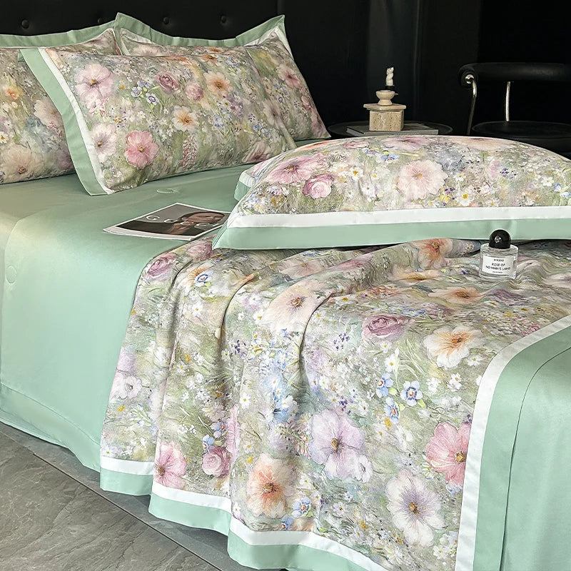 1PC Summer Quilt Korean Style Cool Quilt Flora Household Machine Washable Suitable 여름이불 Cool and Refreshing Summer Blanket