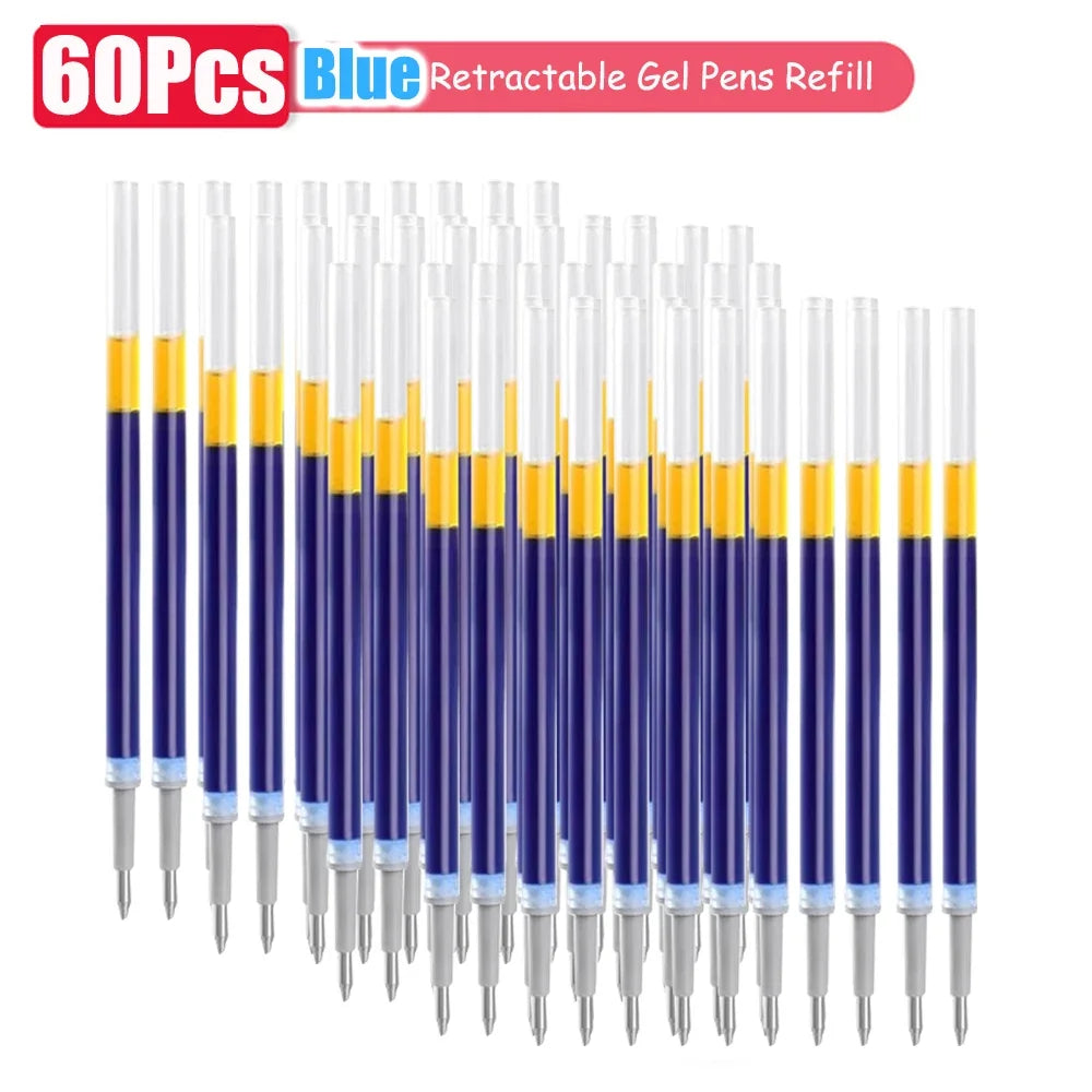 1-63Pc Retractable Gel Pens Set Black/red/blue Ink Ballpoint for Writing 0.5mm Refills Office Accessory School Supply Stationery