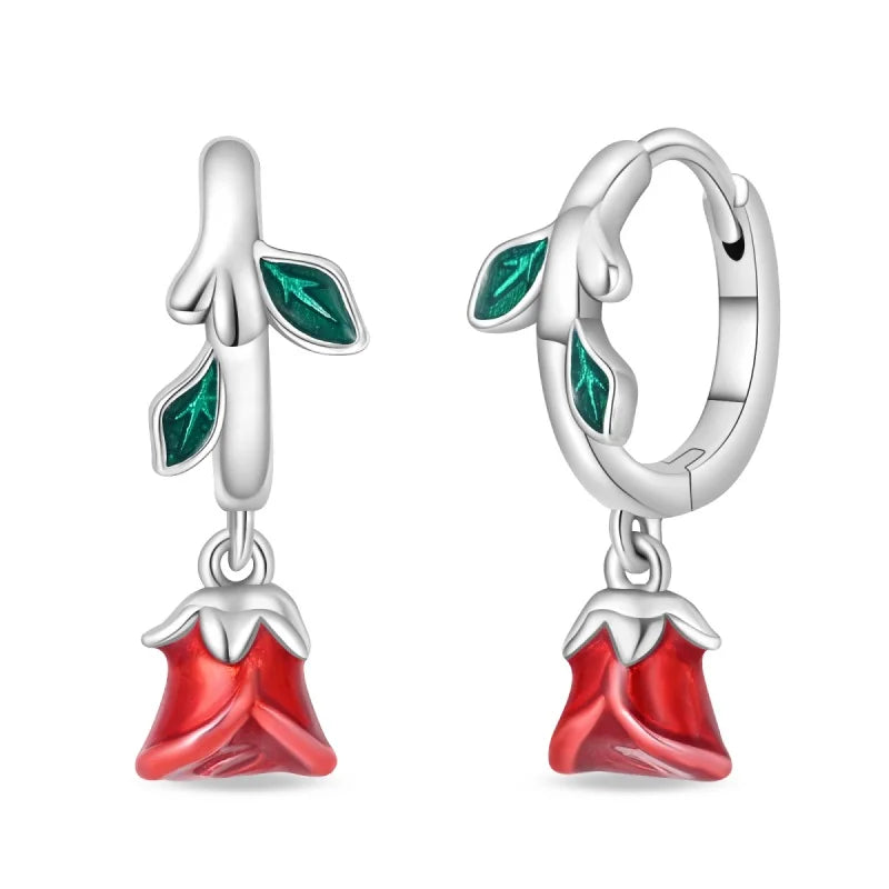 100% 925 Sterling Silver Colorful Butterfly Bee Ladybug Rainbow Flower Earrings For Women Fashion Birthday Party Jewelry Gifts