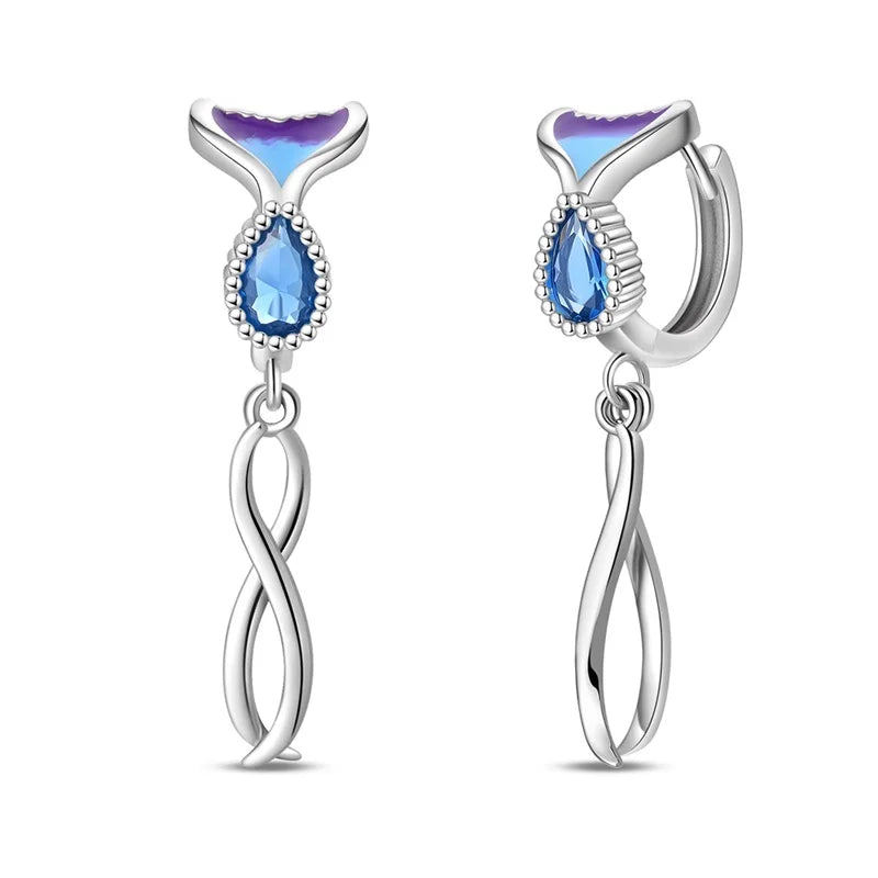 100% 925 Sterling Silver Colorful Butterfly Bee Ladybug Rainbow Flower Earrings For Women Fashion Birthday Party Jewelry Gifts