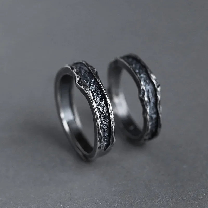 1 Pair New Trendy Abyss Couple Ring Simple Personality Cold Wind Ring Retro Old Student Men and Women Couple Ring Jewelry Gift