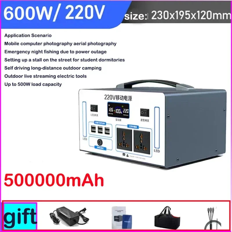 1000000mAh Portable 220v Outdoor Power Bank with Large Capacity for Self-Driving, Camping, and Emergency Backup Power Storage