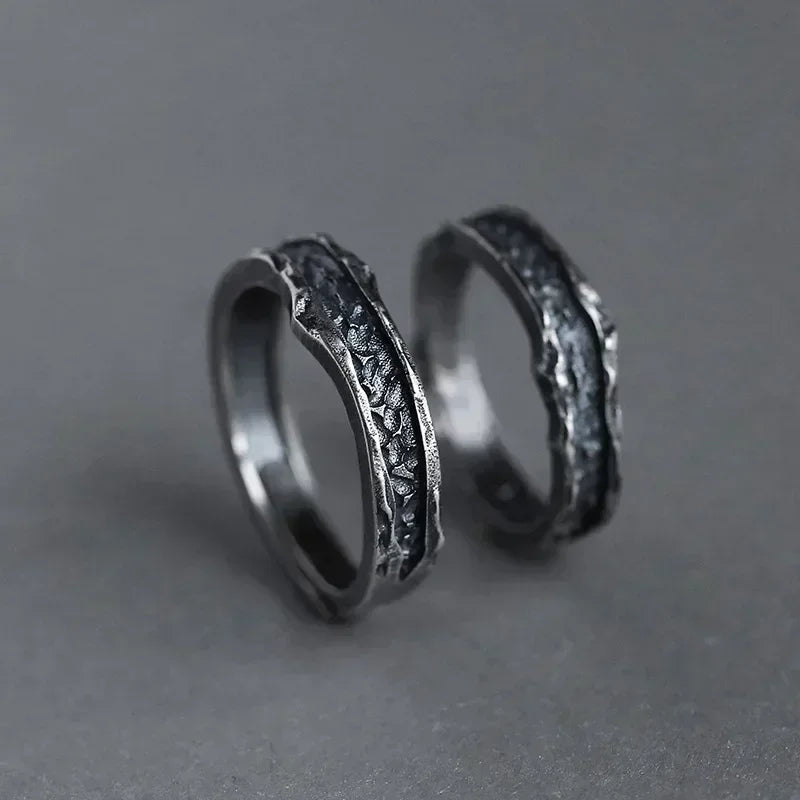 1 Pair New Trendy Abyss Couple Ring Simple Personality Cold Wind Ring Retro Old Student Men and Women Couple Ring Jewelry Gift