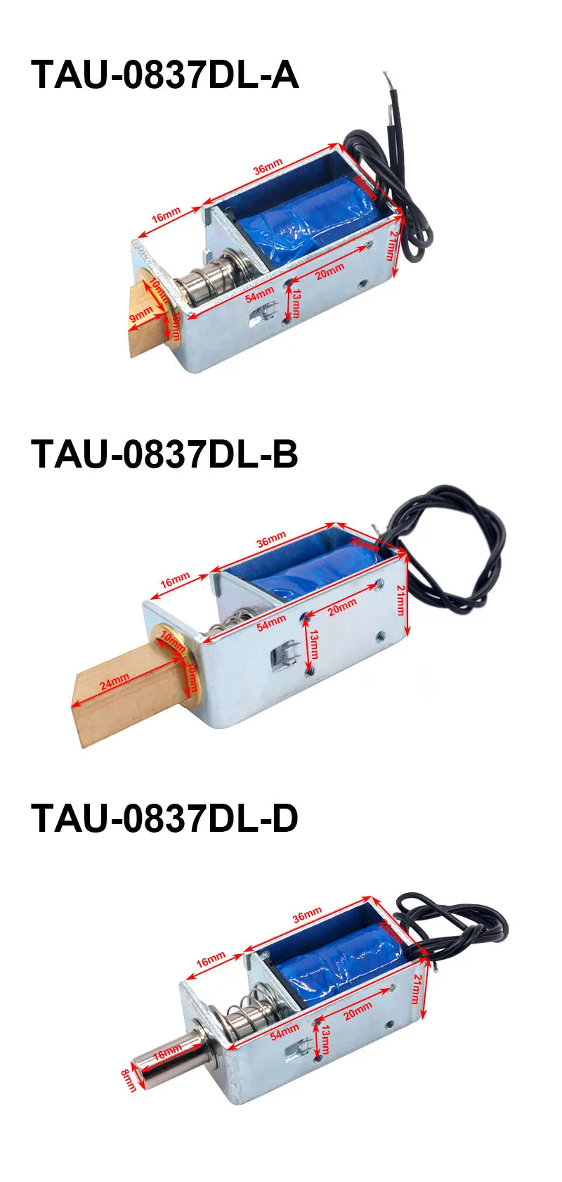 1PCS TAU-S0837DL DC 6V 12V 24V Electric Locks electromagnet stroke 10mm Magnetic Lock for the Cabinet door lock