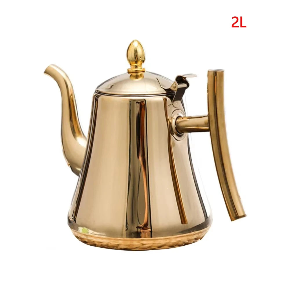 1.0L/1.5L/2.0L Thickened Stainless Steel Teapot Hotel Restaurant Household Induction Cooking Flower Tea Pot