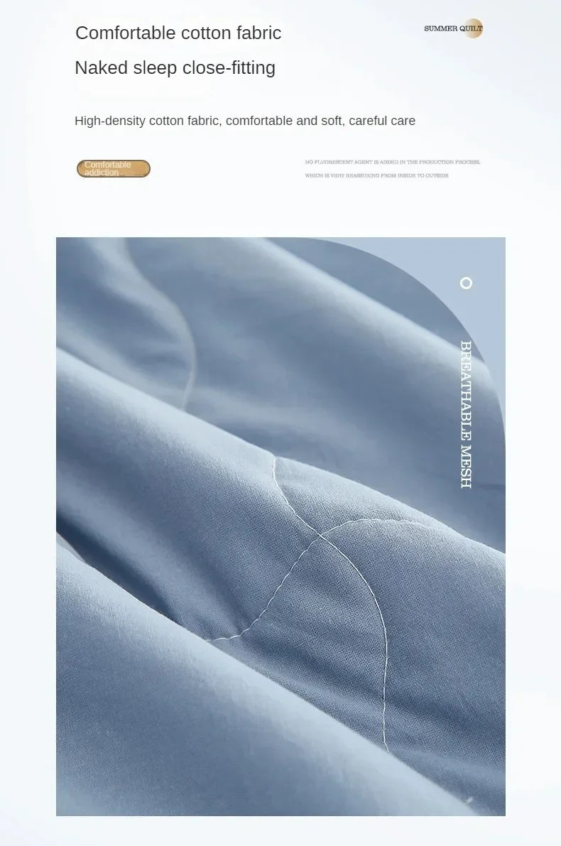 100% cotton inside and outside summer cool  air conditioning quilt washed cotton pure cotton summer quilt thin quilt summer