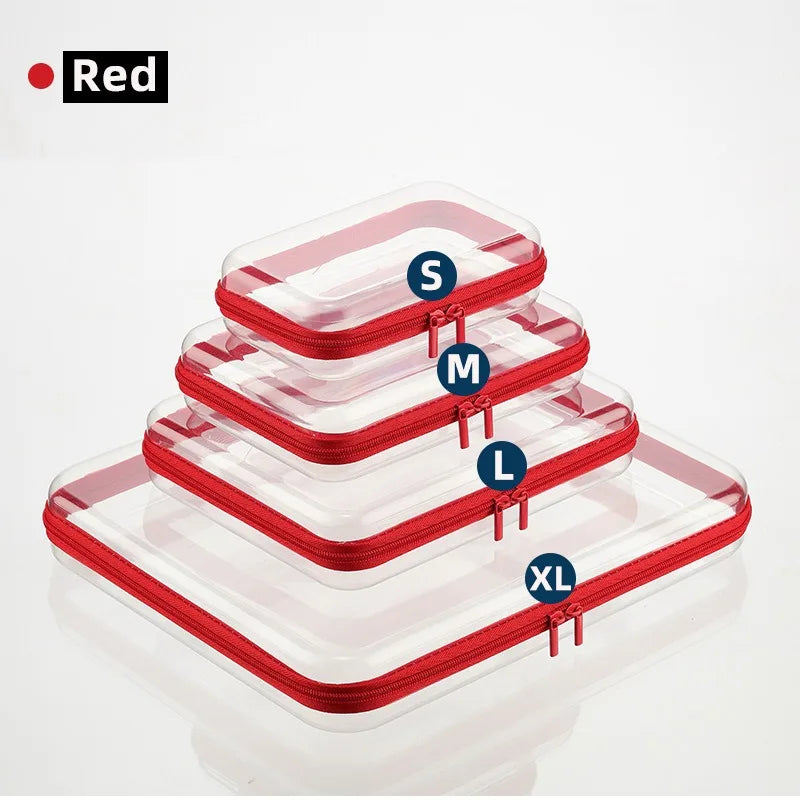 1pc Home Medicine Organize Box Transparent Cosmetic Bag Travel Case Bag Toy Organize Box Double Zipper Waterproof Plastic Pouch