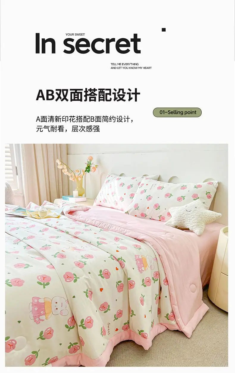 100% Cotton Summer Cooler Air-conditioning Nap Blanket Soy Fiber Comforter Quilt Core Super Soft Comfortable Antibacterial Quilt