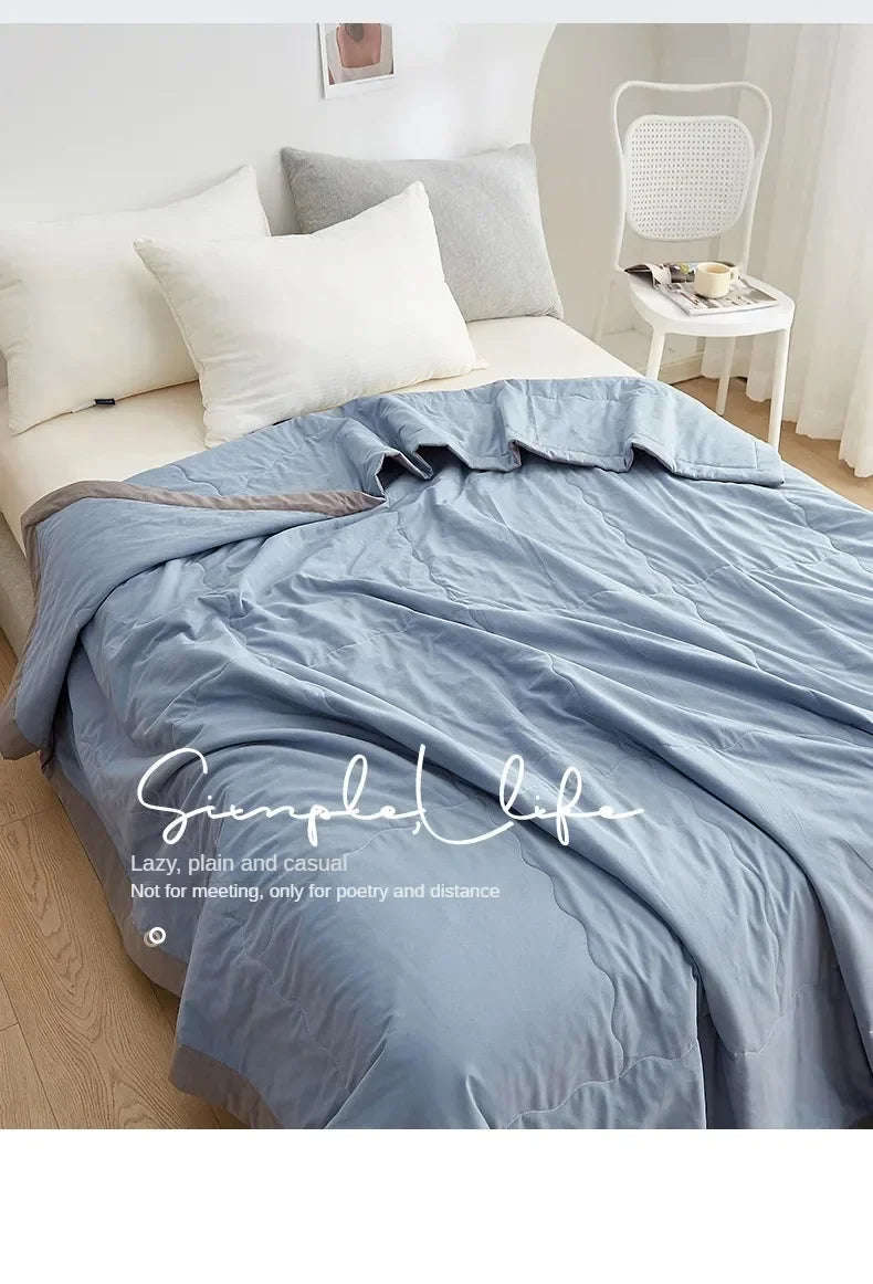 100% cotton inside and outside summer cool  air conditioning quilt washed cotton pure cotton summer quilt thin quilt summer