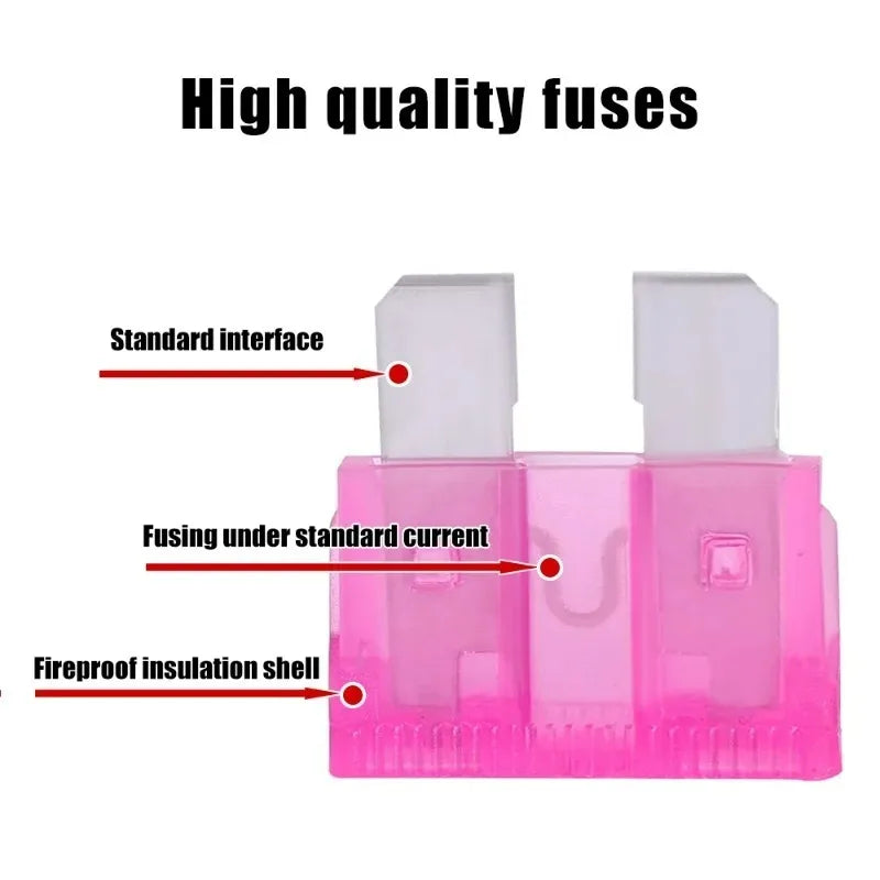 100/50pcs Medium Car Fuse Blade 2-35A Middle Size Fuse Insert Set with Box Fuse Blow Detection Tool Auto Circuit Repair Tools