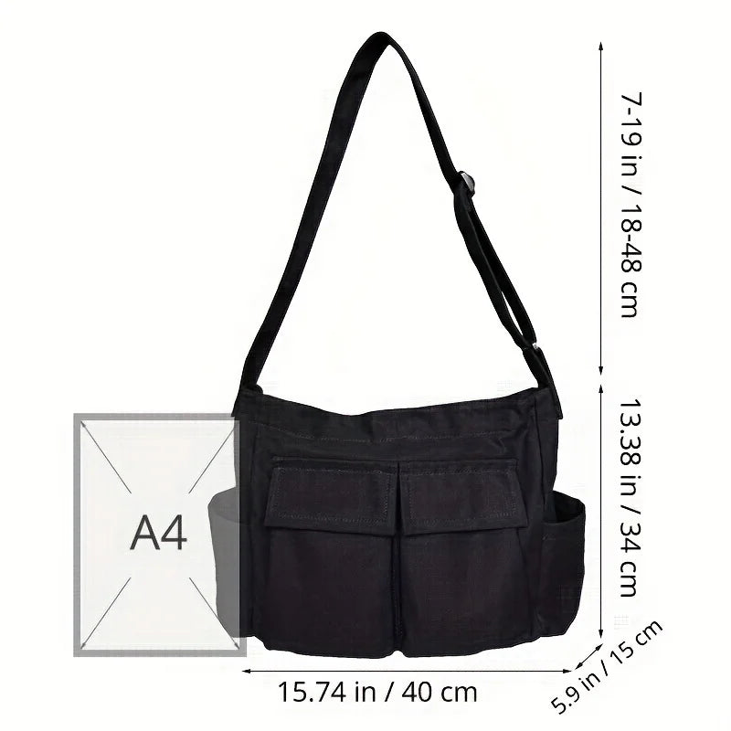 Workwear Canvas Shoulder Bag Large Capacity Retro Messenger Bag New Student Class Messenger Bag