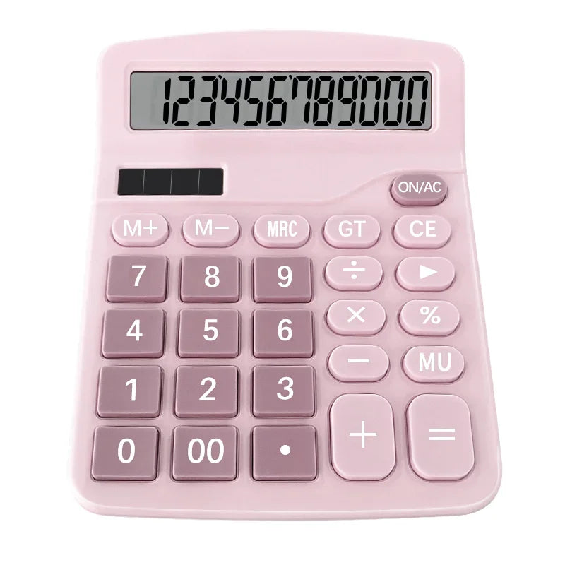 12-Digit Large LCD Display Calculator Standard Function Calculator with Solar & Battery Dual Power for Home Basic Desktop Office