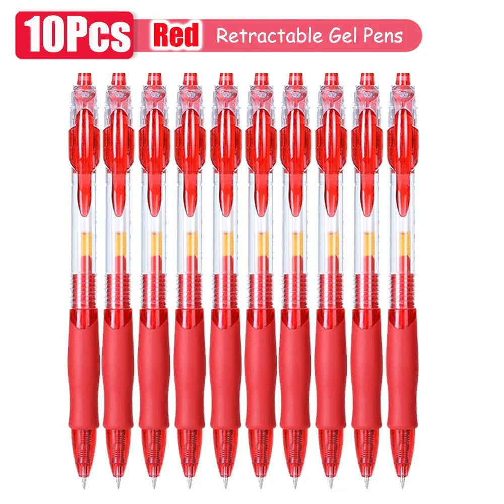 1-63Pc Retractable Gel Pens Set Black/red/blue Ink Ballpoint for Writing 0.5mm Refills Office Accessory School Supply Stationery