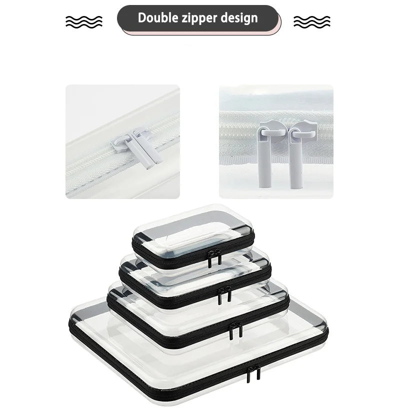 1pc Home Medicine Organize Box Transparent Cosmetic Bag Travel Case Bag Toy Organize Box Double Zipper Waterproof Plastic Pouch