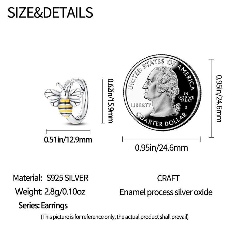 100% 925 Sterling Silver Colorful Butterfly Bee Ladybug Rainbow Flower Earrings For Women Fashion Birthday Party Jewelry Gifts
